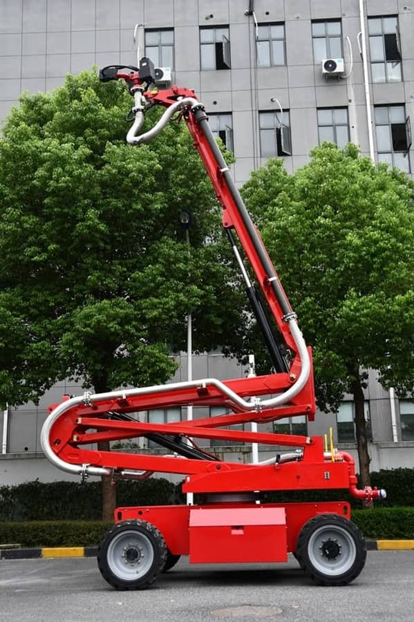 Cherry Picker Lifts Firefighting Robot Lifts