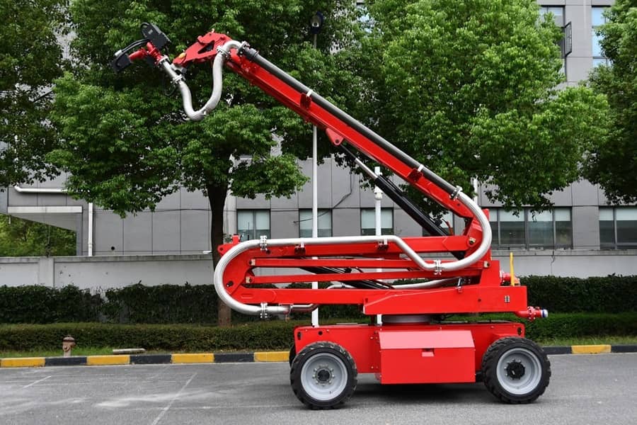 Cherry Picker Lifts Firefighting Robot Lifts