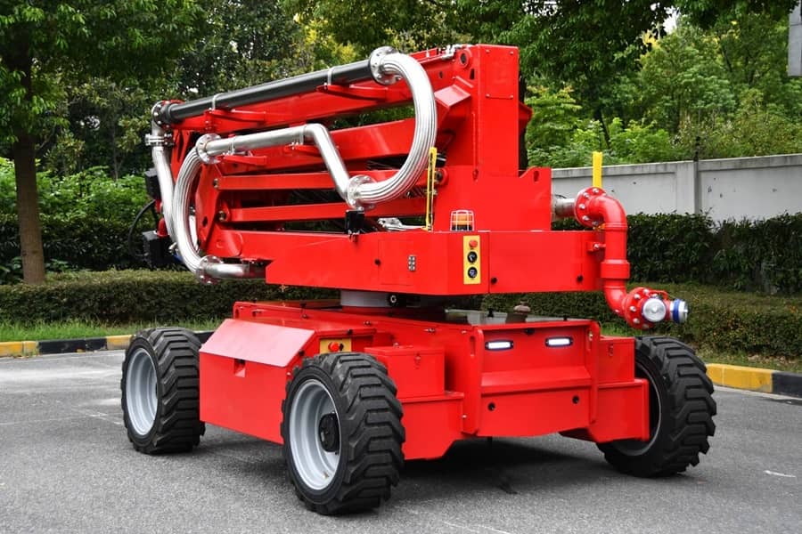 Cherry Picker Lifts Firefighting Robot Lifts