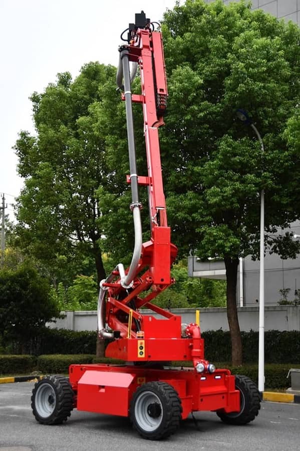 Cherry Picker Lifts Firefighting Robot Lifts
