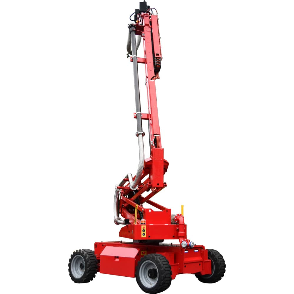 Cherry Picker Lifts Firefighting Robot Lifts