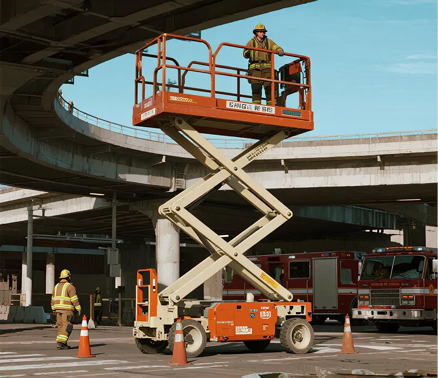 scissor lift used in emergency solution